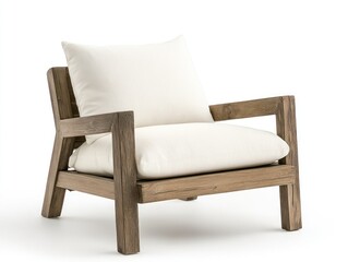 Modern wooden chair with white cushion design