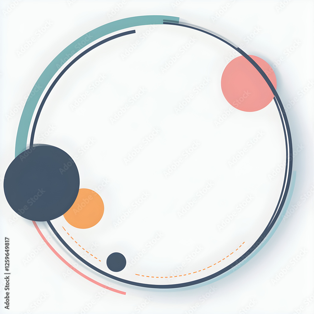 Poster minimalist circular frame with abstract geometric shapes
