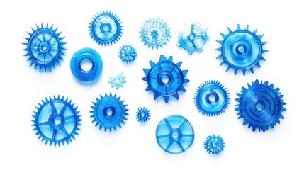 Blue gears on white background, teamwork concept