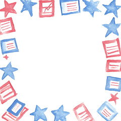Fototapeta premium Patriotic Election Day Border With Copy Space Illustration Design Template Backgrounds Colorful Watercolor Style Graphics Border Pattern Copy Space