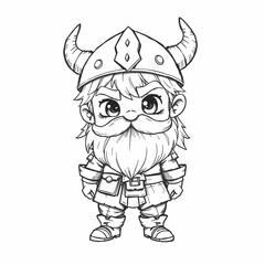hand drawn illustration Cute chibi Viking warrior