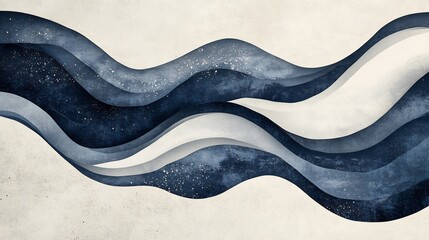 Obraz premium Serene Blue Watercolor Waves Flowing Gracefully. AI Generated