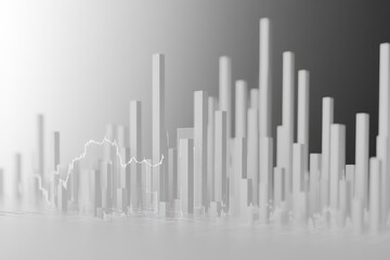 Fototapeta premium Abstract white bar graph on a gradient background