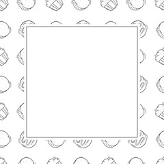 bread frame. doodle bakery square frame. hand drawn bread frame background. bakery background