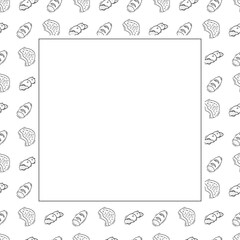 bread frame. doodle bakery square frame. hand drawn bread frame background. bakery background