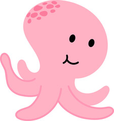 Illustration flat design of octopus cute sea animals