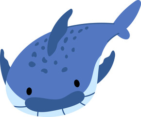 Illustration flat design of blue whale cute sea animals