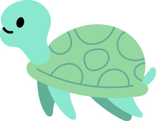 Illustration flat design of turtle cute sea animals