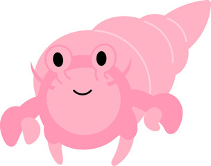 Illustration flat design of hermit crab cute sea animals