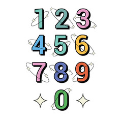 Set of decorative numbers retro style