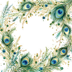 Obraz premium Peacock Feather Frame Design With Copy Space for Backgrounds and Prints