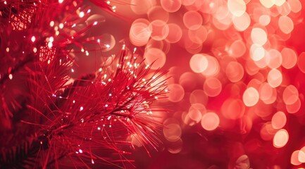 Golden Fireworks on red background, chinese new year concept