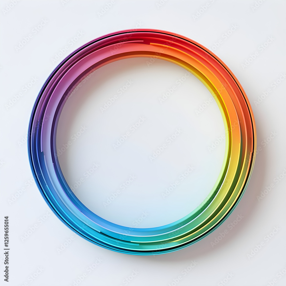 Poster minimalist circular frame with rainbow color gradients
