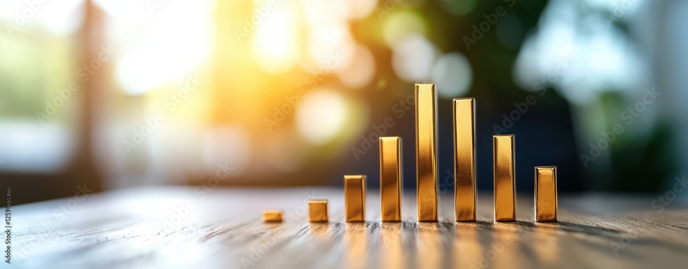 Poster funds bars mutual concept. visual representation of increasing data or growth with golden bars on a 
