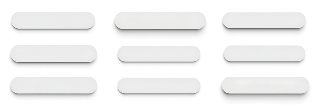 Minimalist Design" – A versatile collection of buttons in different shapes, sizes, and styles for clean user interfaces on a white background.