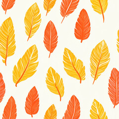 pattern of orange and yellow cartoon feathers