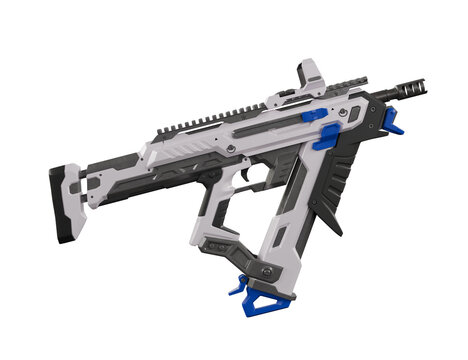 Sci Fi submachine gun isolated on white