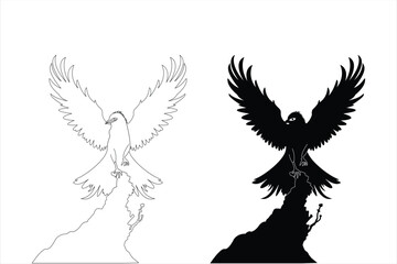 American eagle emblem vector icon isolated on white background. Eagle emblem silhouette icon vector illustration art work.
