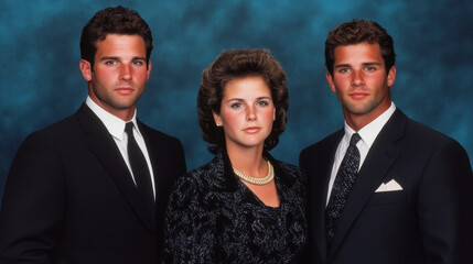 Family Portrait from the 90s Featuring Two Men and One Woman