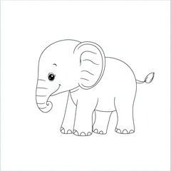 Fototapeta premium Adorable Baby Elephant Coloring Book Page Illustration Simple Design for Kids