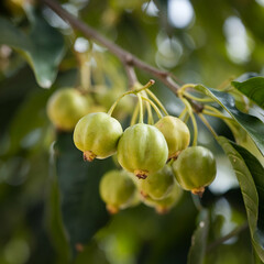 Fototapeta premium green gooseberries on a branch