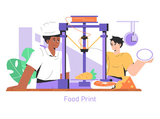 Printing Food. Flat Vector Illustration