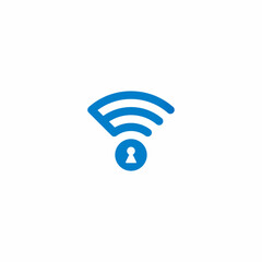 Signal and lock logo. Network lock illustration. E network logo
