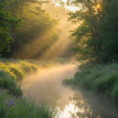 Fototapeta premium misty morning in the forest