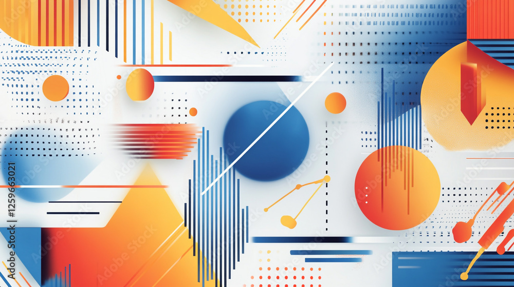 Poster composition of shapes and textures in colorful tones, elegant abstract design with featuring marble 