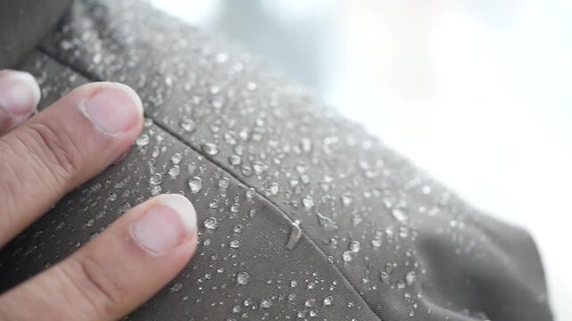 Water-repellent jacket with water droplets