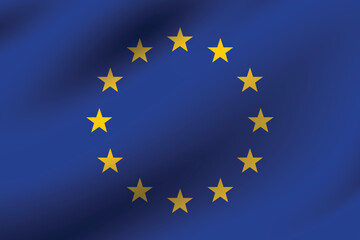 Flag of European Union. European Union flag official size and color standards digital vector illustration. Waving flag.