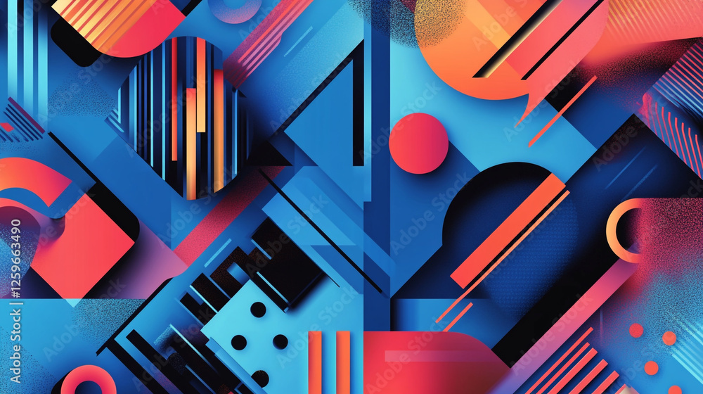 Poster composition of shapes and textures in colorful tones, elegant abstract design with featuring marble 