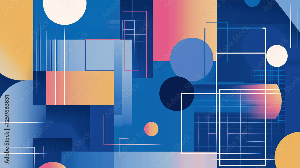 Poster composition of shapes and textures in colorful tones, elegant abstract design with featuring marble 