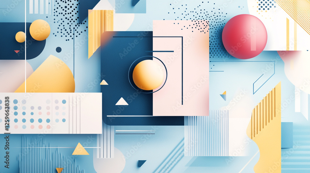 Poster composition of shapes and textures in colorful tones, elegant abstract design with featuring marble 