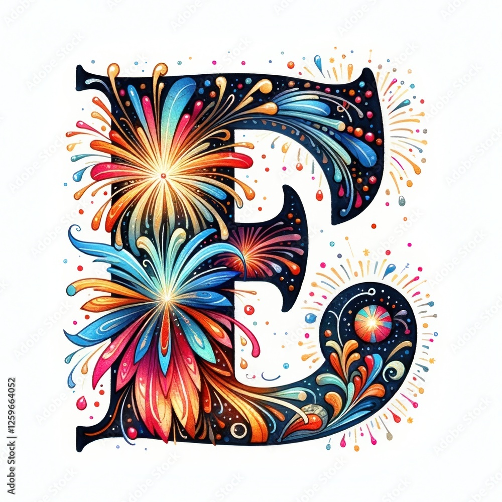 Poster fireworks letter e: a vibrant and festive letter 