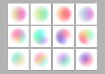 Set of modern minimalist circle gradient vector background 