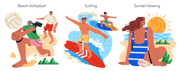 Beach Vacation. Flat Vector Illustration