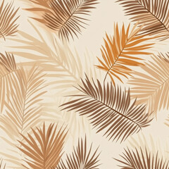 Obraz premium llustrator seamless pattern of Warm Palm Leaves , minimal concept, simple color , Beige background , light brown highlight 