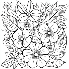 Floral Anti Stress Coloring Book Page Simple and Easy Flower Designs for Relaxation
