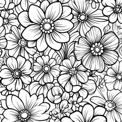 Obraz premium Floral Doodle Coloring Book Page Simple Elegant Line Art for Relaxation