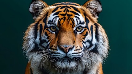 Fototapeta premium Intense portrait of a Bengal tiger highlighting its striking features