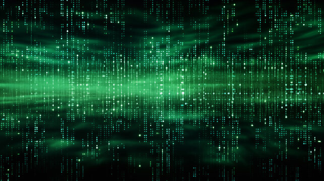 Abstract green digital binary code matrix texture background.