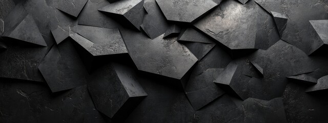 Black Background with Irregular Shapes for Design Banner Template, Featuring Abstract Minimalist Wallpaper with Copy Space in the Center for Text