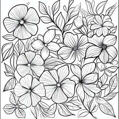 Floral Doodles Coloring Book Page Simple Creative Designs for Relaxation