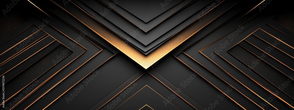 Poster black background with linear geometric motifs and elements for design, banner template. white space 