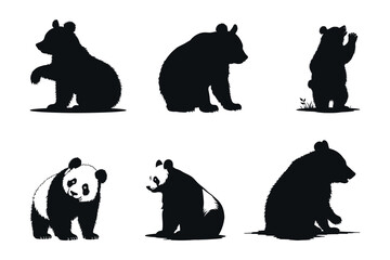 bear silhouette vector, animal icon graphic, wildlife mammal clipart