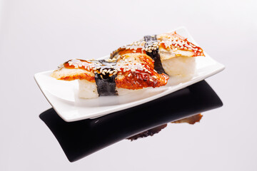 Sushi beautifully arranged on plate