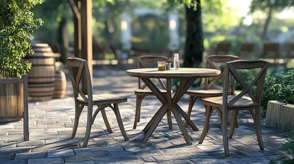  Outdoor Table and Chairs on Transparent Background