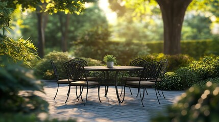 Naklejka premium Outdoor Table and Chairs on Transparent Background