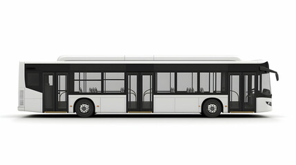 Modern city bus, side view, white background, transport